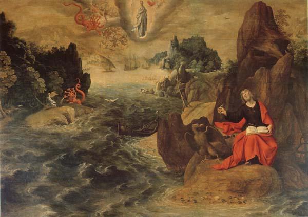 Tobias Verhaeght Landscape with john the Evangelist Writing the Book of Revelation on the Island of Patmos